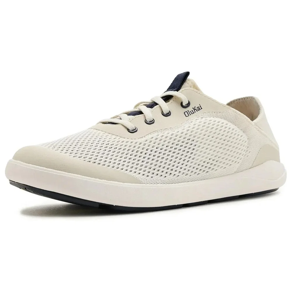 OluKai Moku Pae White Mesh Boat Shoes Sneakers Mens 9 See pics Fold Drop In Heel